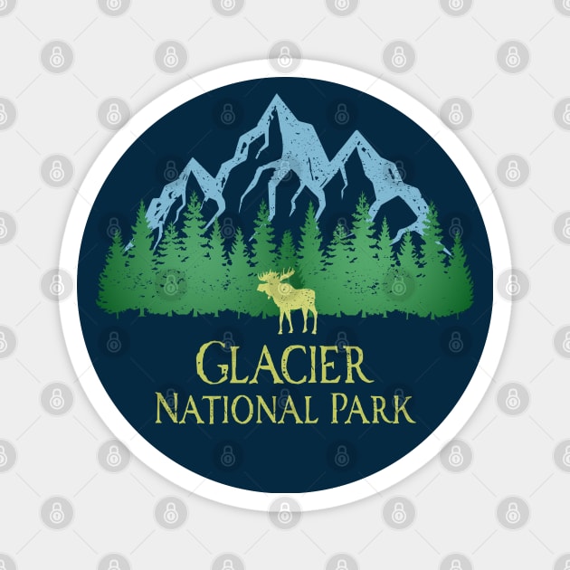 Glacier National Park Montana Mountain Trees Moose Magnet by Pine Hill Goods